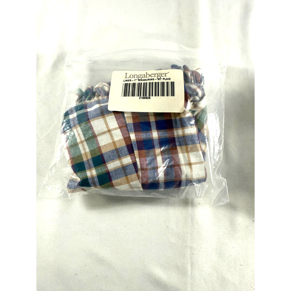 Longaberger 7" Measuring Basket Plaid Fabric Liner 2198928